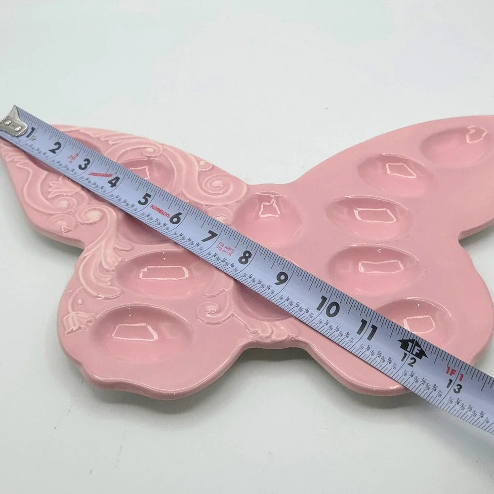 Vintage Ganz PRETTY PASTEL PINK Butterfly Shaped Deviled Egg Platter Easter Eggs